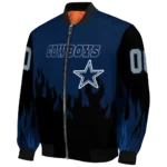 personalized dallas cowboys flame border blue black bomber jacket best selling