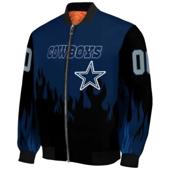 personalized dallas cowboys flame border blue black bomber jacket best selling