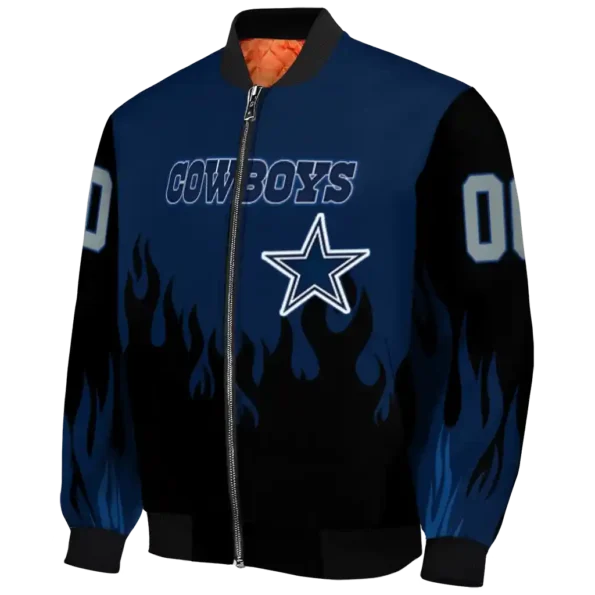 personalized dallas cowboys flame border blue black bomber jacket best selling