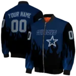 personalized dallas cowboys flame border blue black bomber jacket best selling