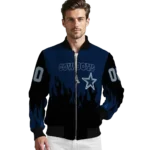personalized dallas cowboys flame border blue black bomber jacket best selling