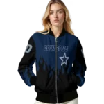 personalized dallas cowboys flame border blue black bomber jacket best selling