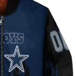 personalized dallas cowboys flame border blue black bomber jacket best selling