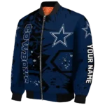 personalized dallas cowboys hexagon cluster blue black bomber jacket best selling