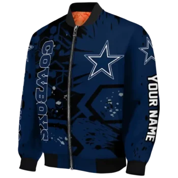 personalized dallas cowboys hexagon cluster blue black bomber jacket best selling