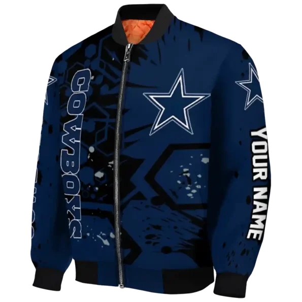 personalized dallas cowboys hexagon cluster blue black bomber jacket best selling