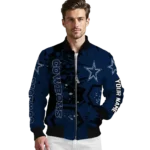 personalized dallas cowboys hexagon cluster blue black bomber jacket best selling