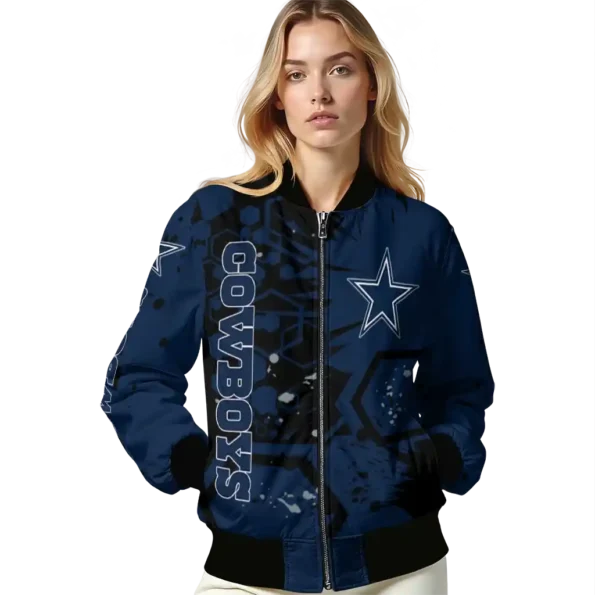 personalized dallas cowboys hexagon cluster blue black bomber jacket latest model