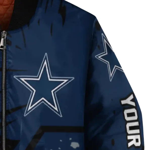 personalized dallas cowboys hexagon cluster blue black bomber jacket premium grade
