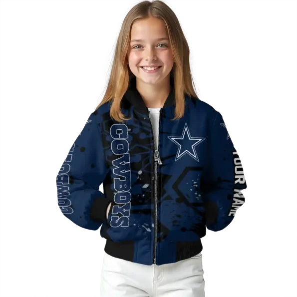 personalized dallas cowboys hexagon cluster blue black bomber jacket top rated