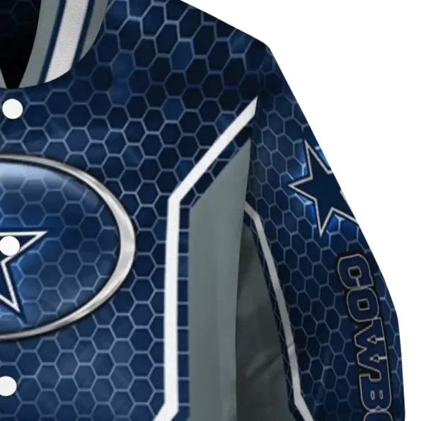 personalized dallas cowboys power plate blue varsity jacket premium grade.webp