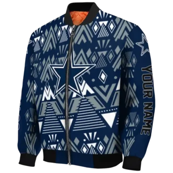 personalized dallas cowboys pyramid shapes blue bomber jacket best selling