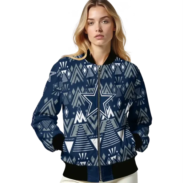 personalized dallas cowboys pyramid shapes blue bomber jacket latest model