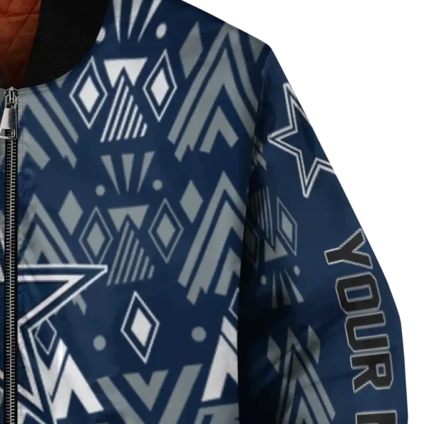 personalized dallas cowboys pyramid shapes blue bomber jacket premium grade