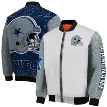 personalized dallas cowboys speckled arms blue gray bomber jacket fashion forward