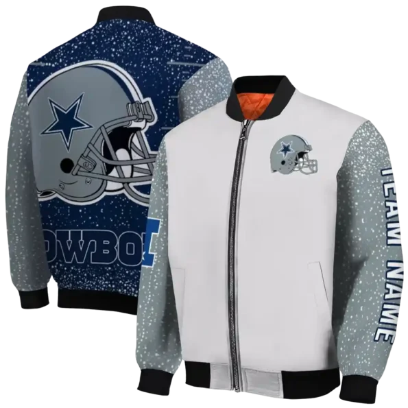 personalized dallas cowboys speckled arms blue gray bomber jacket fashion forward