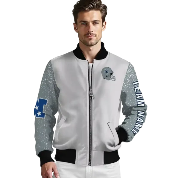 personalized dallas cowboys speckled arms blue gray bomber jacket high quality