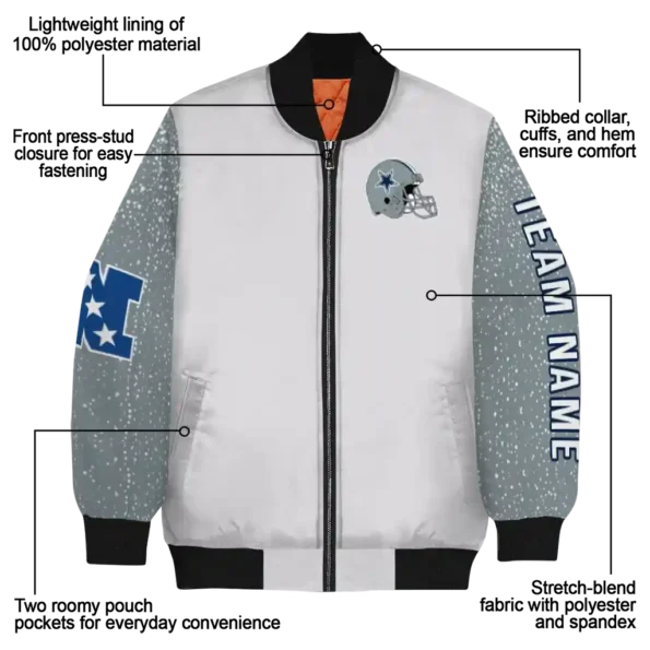 personalized dallas cowboys speckled arms blue gray bomber jacket new arrival