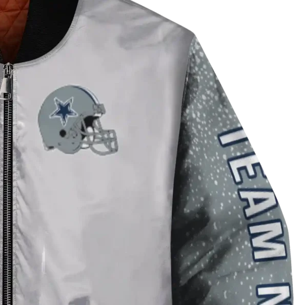 personalized dallas cowboys speckled arms blue gray bomber jacket premium grade