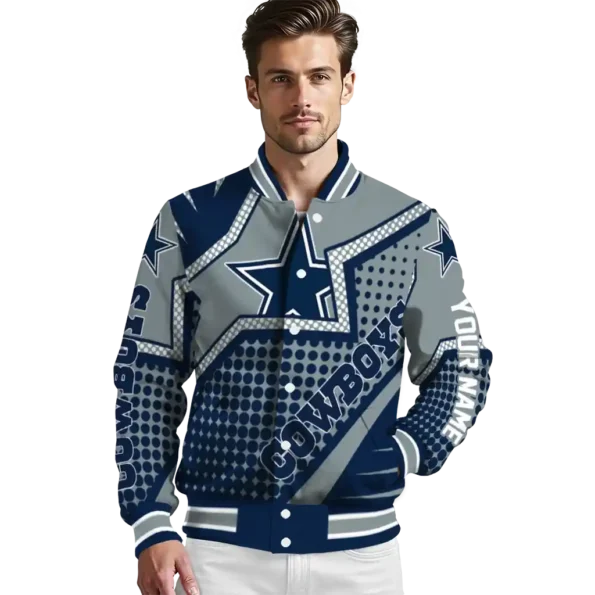 personalized dallas cowboys star burst blue varsity jacket high quality.webp