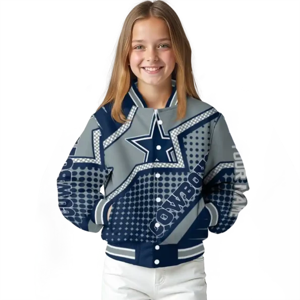 personalized dallas cowboys star burst blue varsity jacket top rated.webp