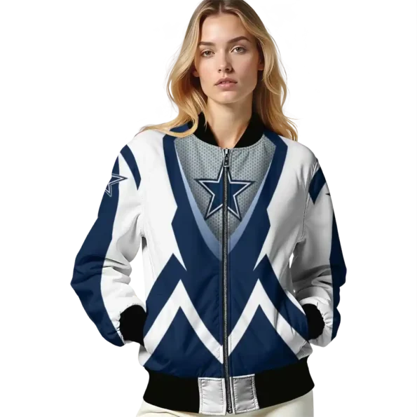 personalized dallas cowboys v stripes blue white bomber jacket latest model