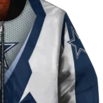 personalized dallas cowboys v stripes blue white bomber jacket best selling