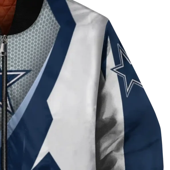 personalized dallas cowboys v stripes blue white bomber jacket premium grade