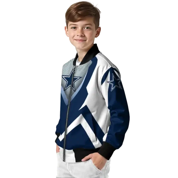 personalized dallas cowboys v stripes blue white bomber jacket trendy