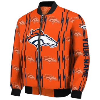 personalized denver broncos bolt stripe orange bomber jacket best selling