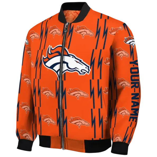 personalized denver broncos bolt stripe orange bomber jacket best selling