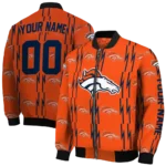 personalized denver broncos bolt stripe orange bomber jacket best selling