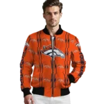 personalized denver broncos bolt stripe orange bomber jacket best selling