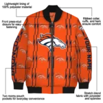 personalized denver broncos bolt stripe orange bomber jacket best selling