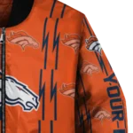 personalized denver broncos bolt stripe orange bomber jacket best selling