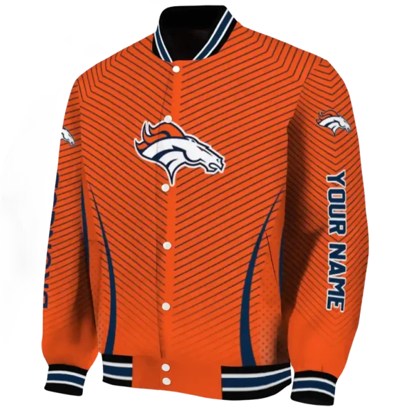 personalized denver broncos chevron arrow orange varsity jacket best selling.webp