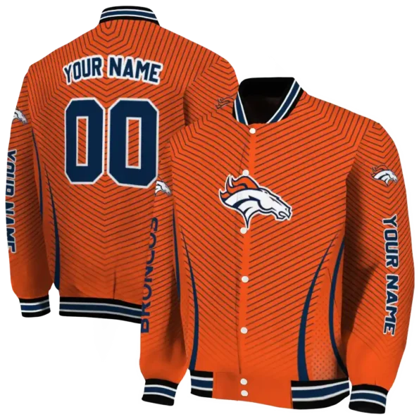 personalized denver broncos chevron arrow orange varsity jacket fashion forward.webp