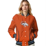 personalized denver broncos chevron arrow orange varsity jacket best selling.webp