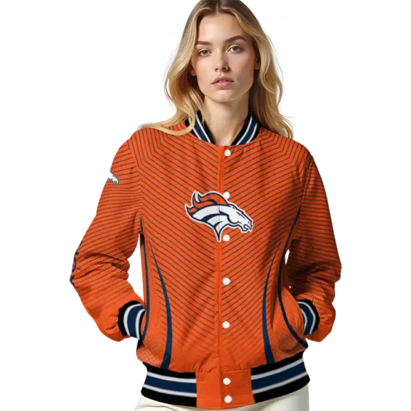 personalized denver broncos chevron arrow orange varsity jacket latest model.webp