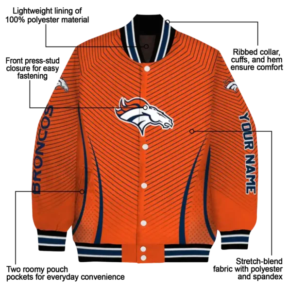 personalized denver broncos chevron arrow orange varsity jacket new arrival.webp
