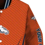 personalized denver broncos chevron arrow orange varsity jacket best selling.webp