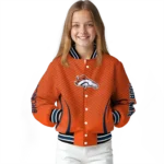 personalized denver broncos chevron arrow orange varsity jacket best selling.webp