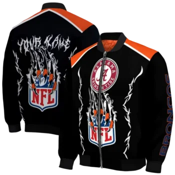 personalized denver broncos claw blood orange black bomber jacket fashion forward