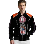 personalized denver broncos claw blood orange black bomber jacket best selling