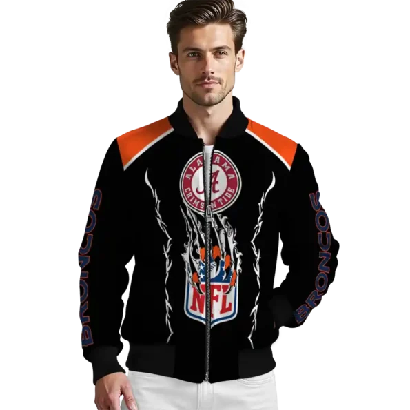 personalized denver broncos claw blood orange black bomber jacket high quality