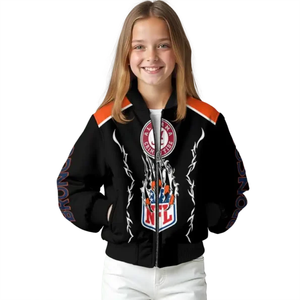 personalized denver broncos claw blood orange black bomber jacket top rated
