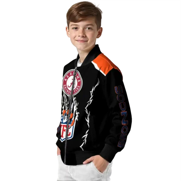 personalized denver broncos claw blood orange black bomber jacket trendy