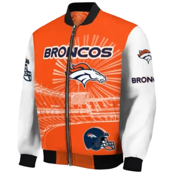 personalized denver broncos ferris arena orange white bomber jacket best selling