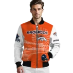 personalized denver broncos ferris arena orange white bomber jacket best selling