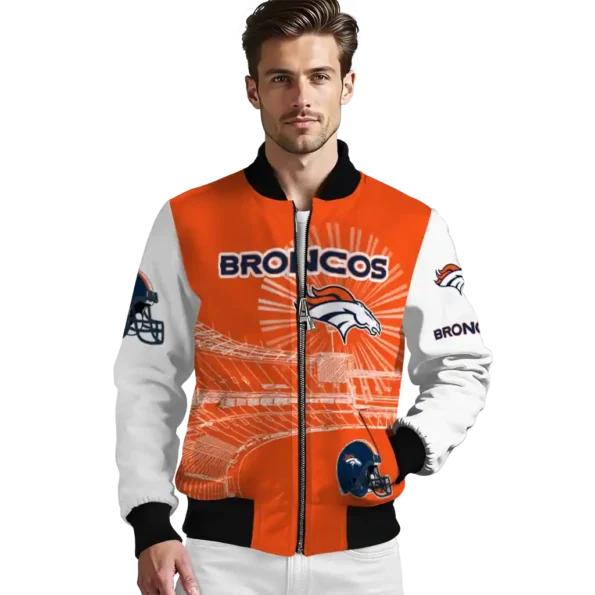 personalized denver broncos ferris arena orange white bomber jacket high quality